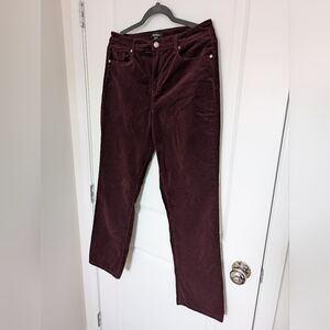 Well Worn Women's Size 12 Burgundy Slim Leg Corduroy Pants